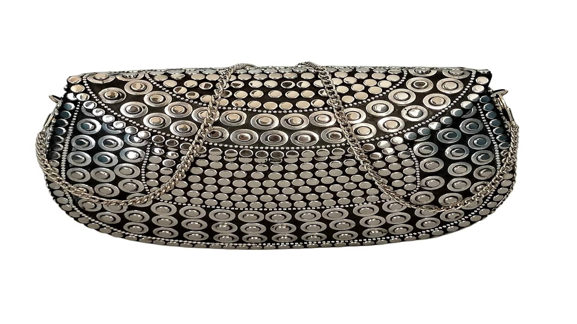     			Shakuntla Vintage Silver Metal Crossbody