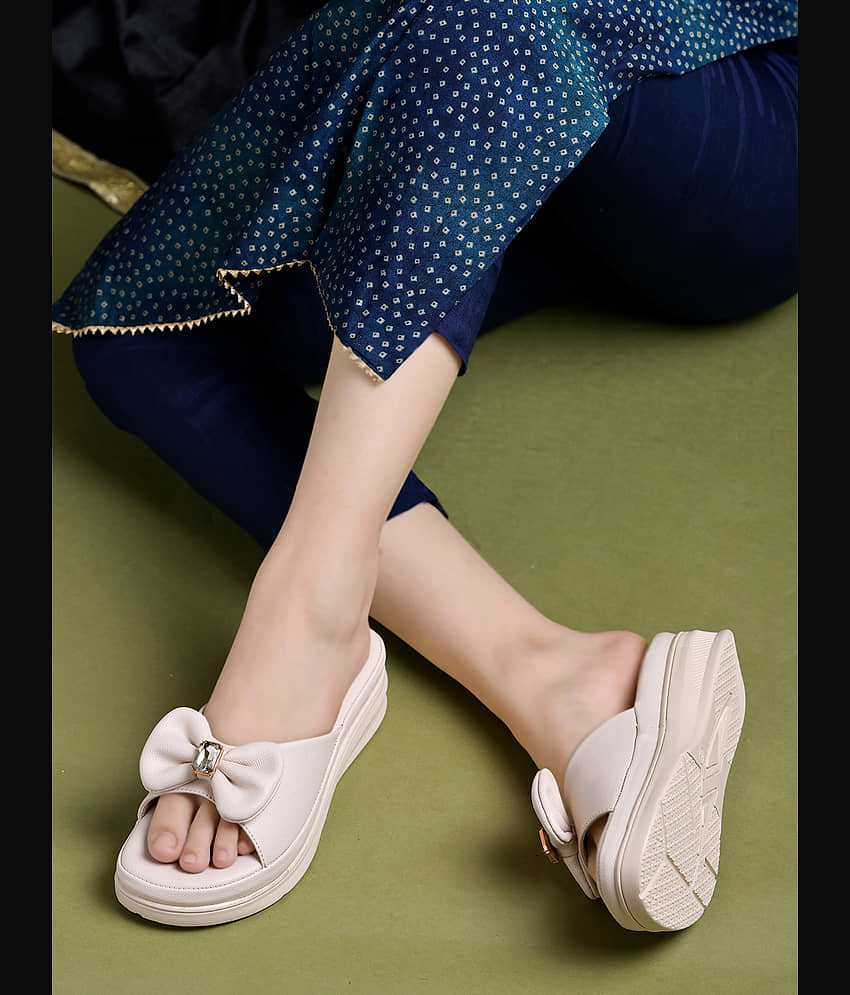 Shoetopia Cream Women's Slip On Heels - Heels | Buy online on ZillyBuy