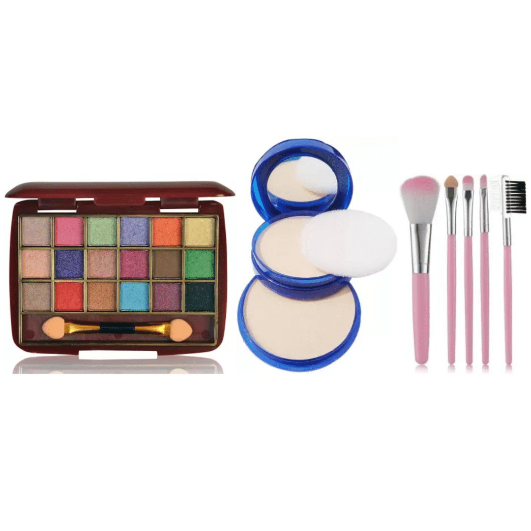     			swenky eyeshadow with long-wear compact & makeup brushes (Pack of 3)