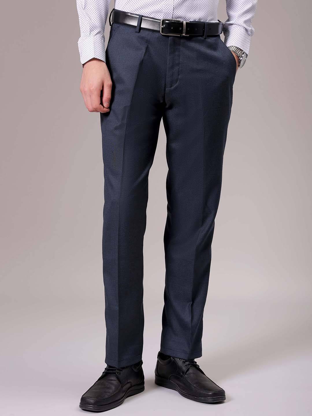     			The Indian Garage Co. Regular Flat Men's Formal Trouser - Navy Blue ( Pack of 1 )