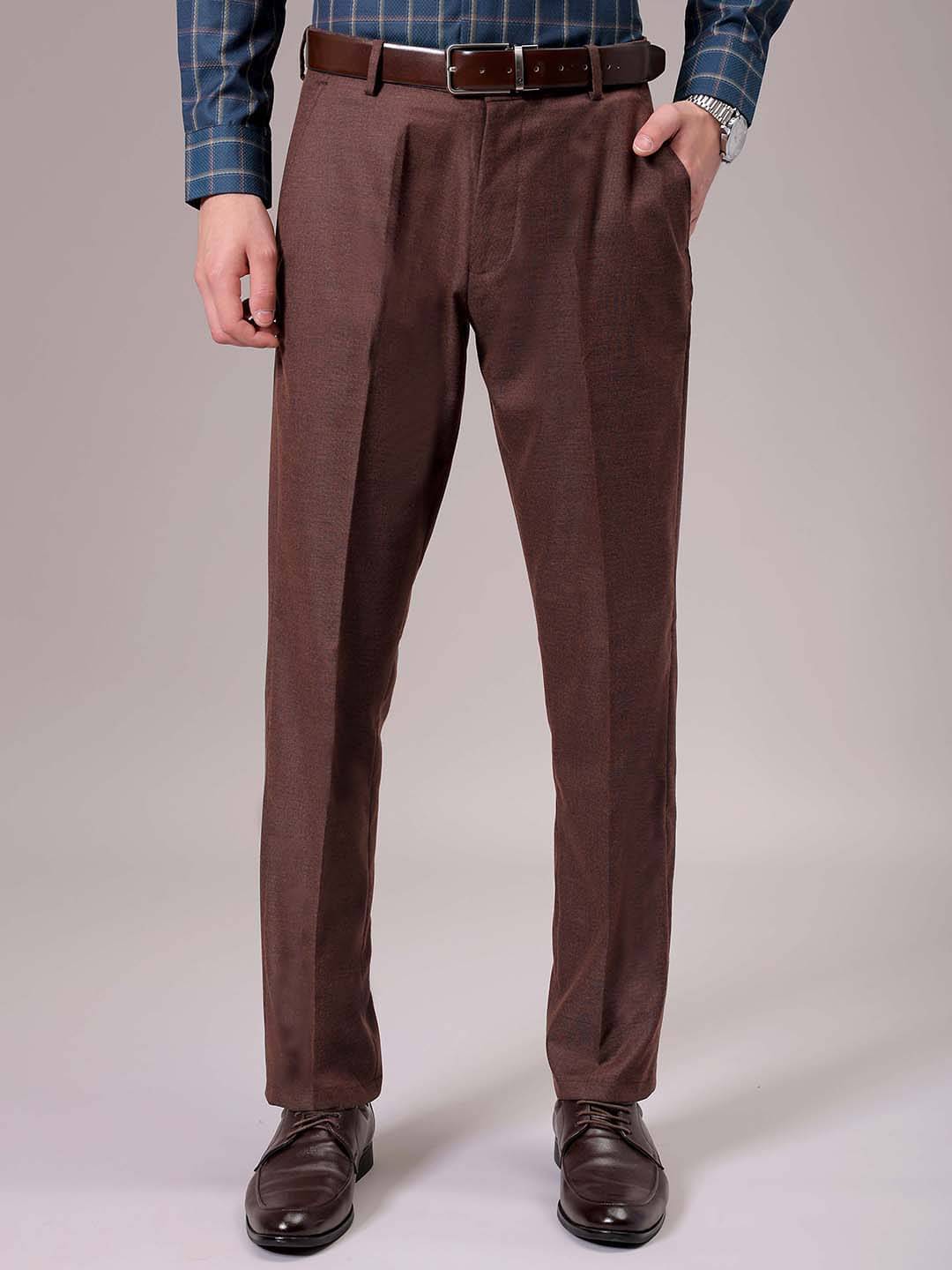     			The Indian Garage Co. Regular Flat Men's Formal Trouser - Brown ( Pack of 1 )