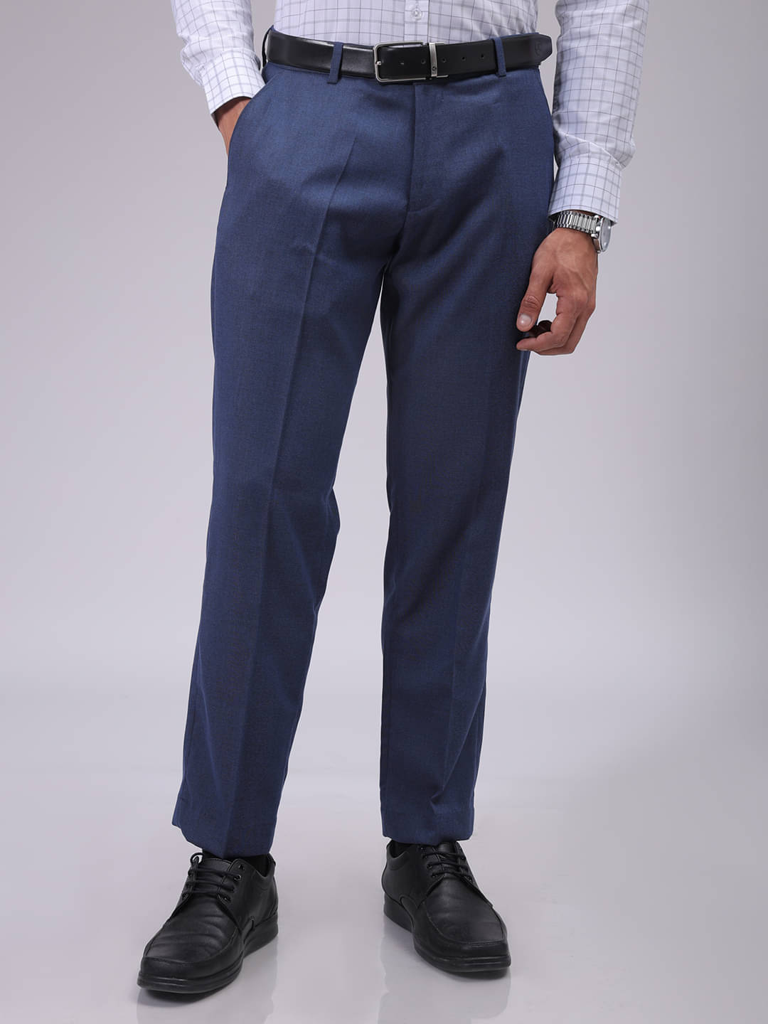     			The Indian Garage Co. Regular Flat Men's Formal Trouser - Blue ( Pack of 1 )