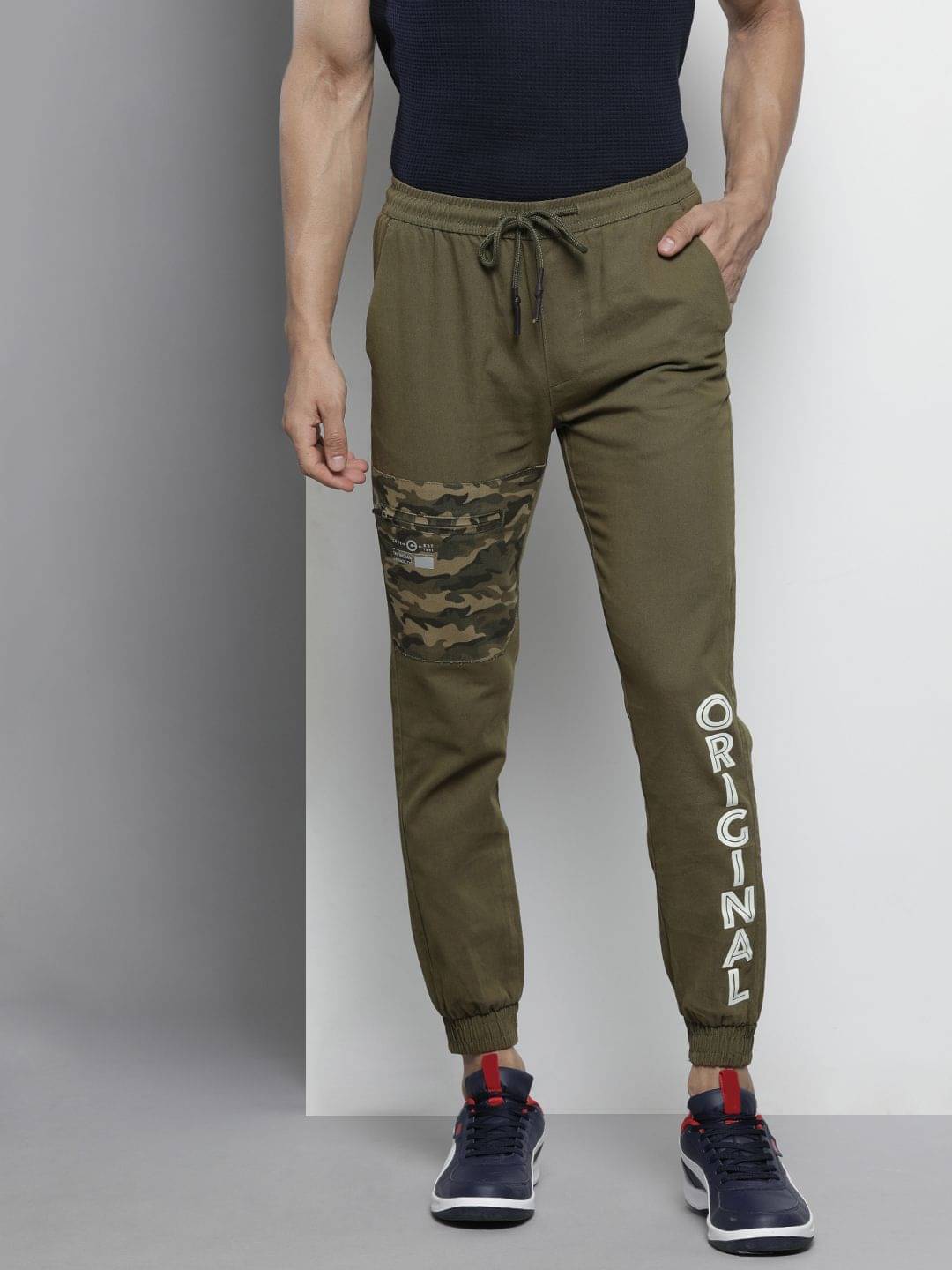     			The Indian Garage Co. Slim Flat Men's Joggers - Olive ( Pack of 1 )