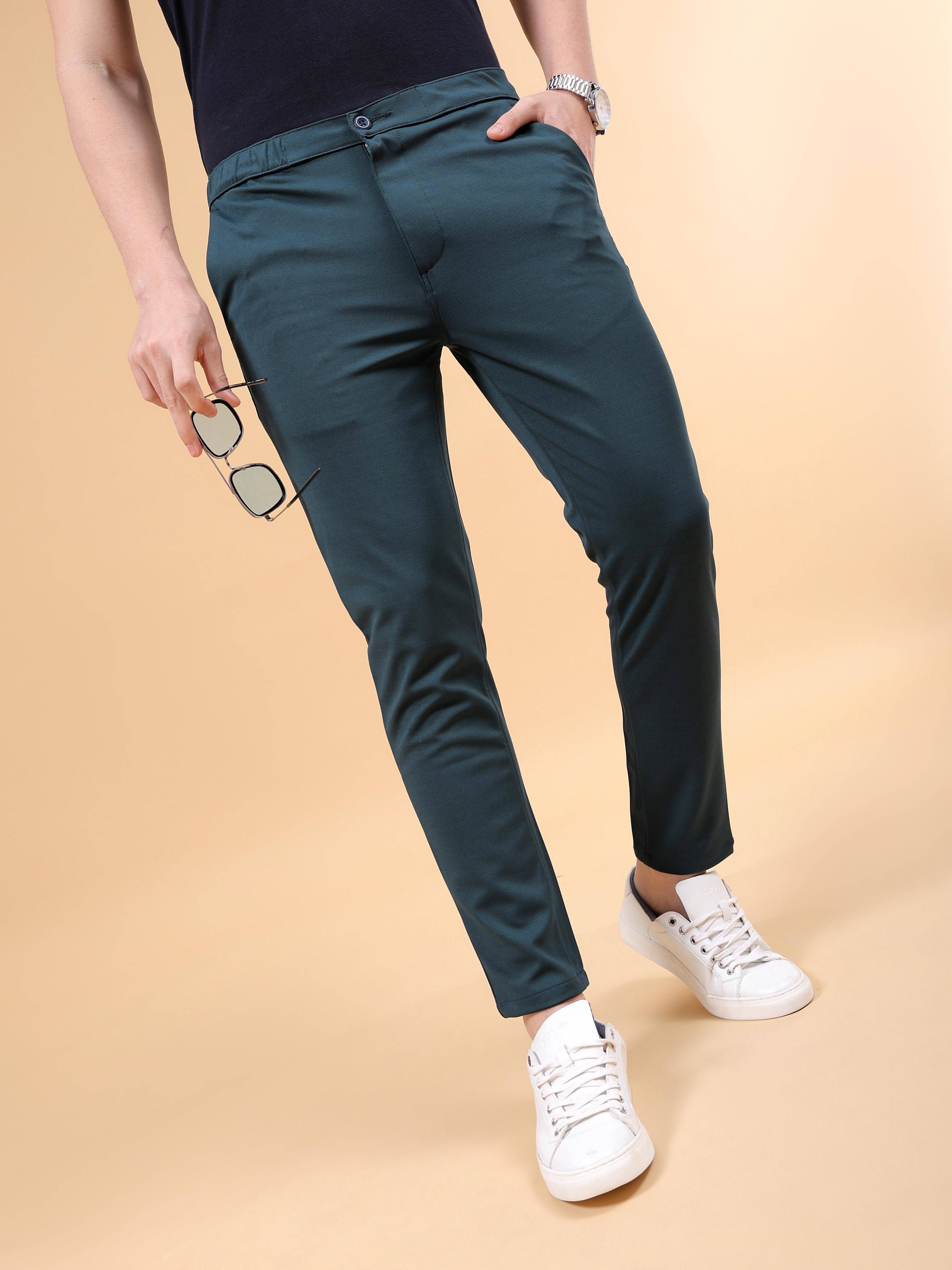    			The Indian Garage Co. Slim Flat Men's Formal Trouser - Green ( Pack of 1 )