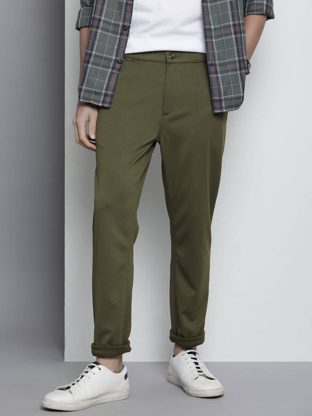 The Indian Garage Co. Slim Flat Men's Formal Trouser - Olive ( Pack of 1 ) - Trousers | Buy online on ZillyBuy