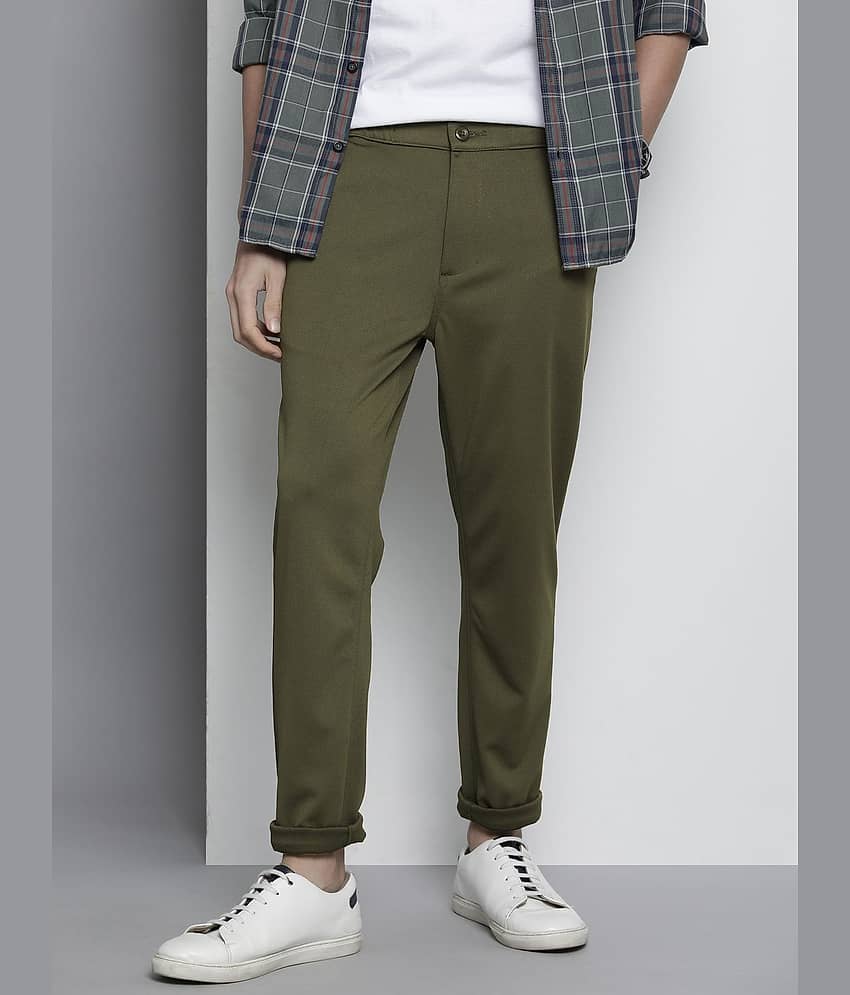 The Indian Garage Co. Slim Flat Men's Formal Trouser - Olive ( Pack of 1 ) - Trousers | Buy online on ZillyBuy