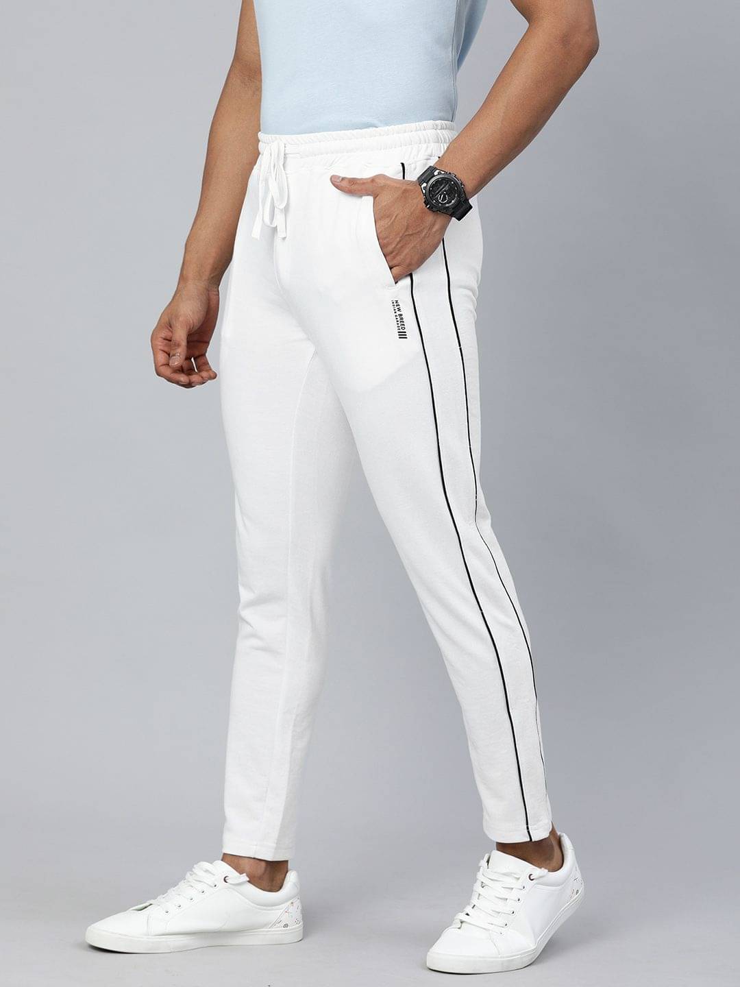     			The Indian Garage Co. Slim Flat Men's Joggers - White ( Pack of 1 )