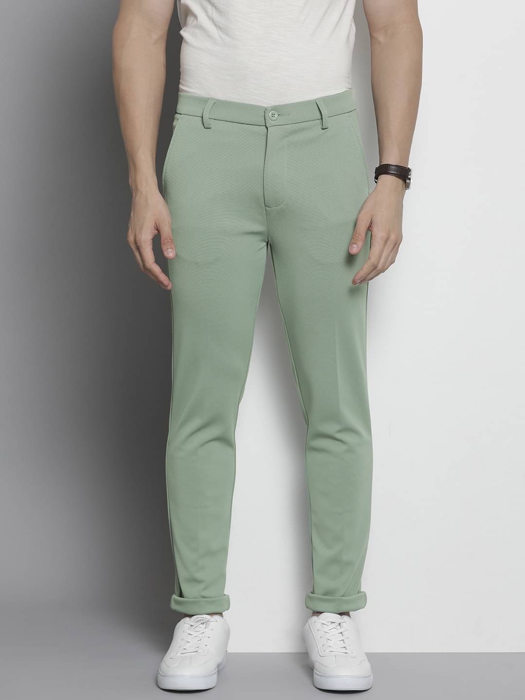     			The Indian Garage Co. Slim Flat Men's Formal Trouser - Green ( Pack of 1 )