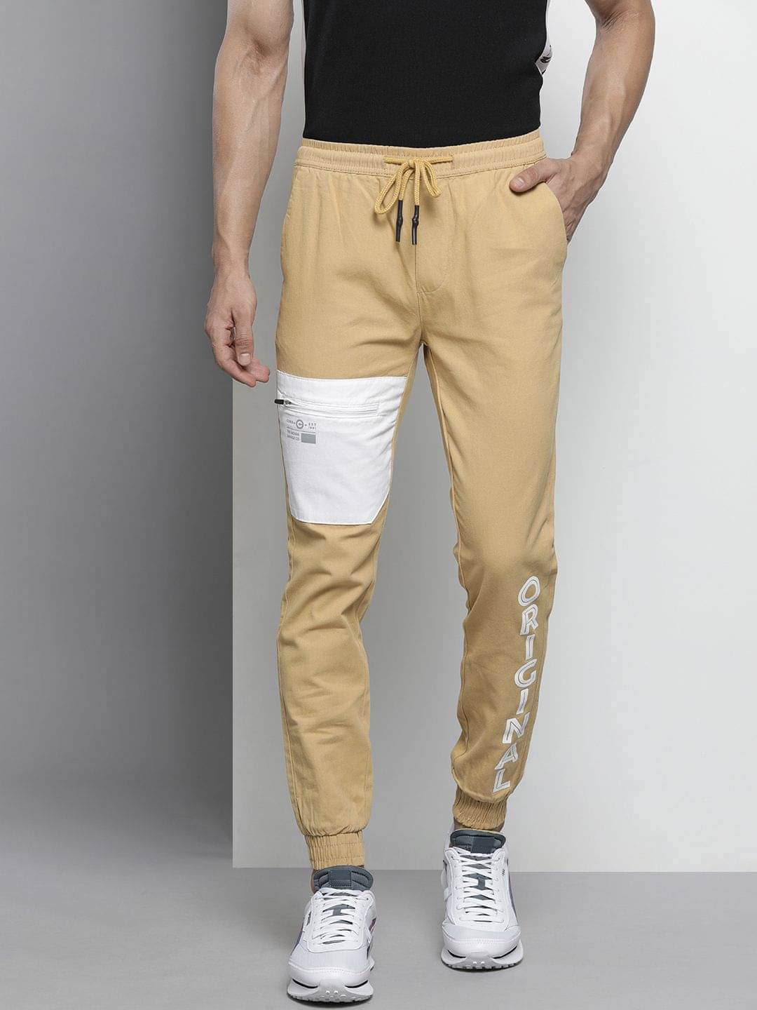     			The Indian Garage Co. Slim Flat Men's Joggers - Beige ( Pack of 1 )
