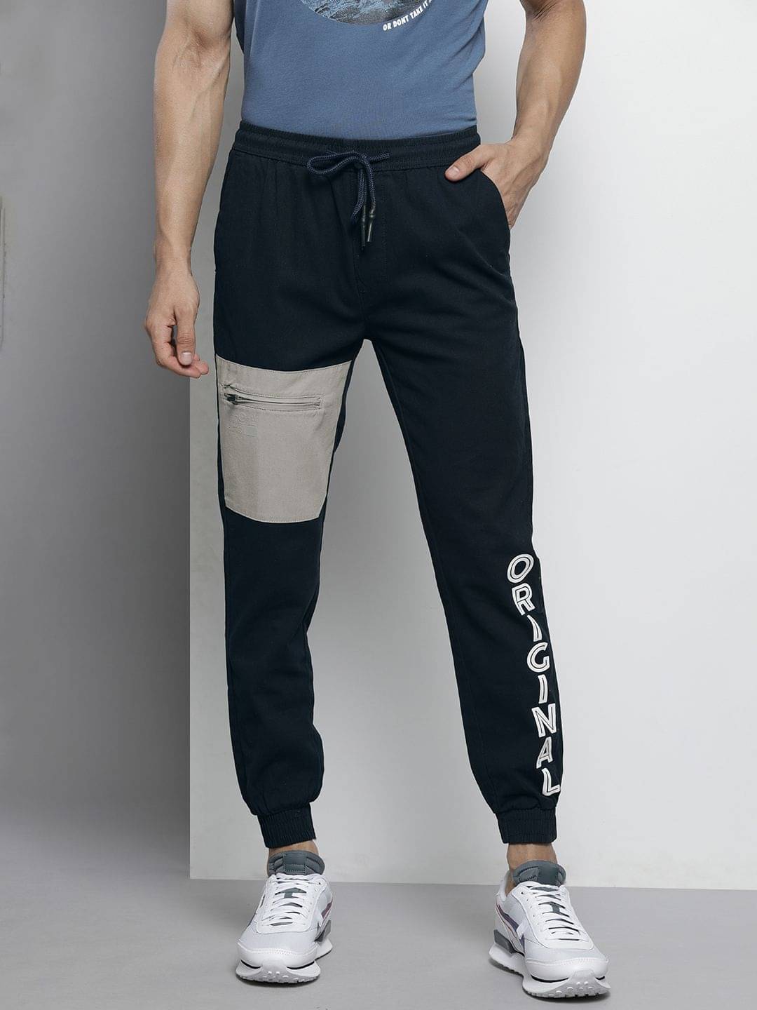     			The Indian Garage Co. Slim Flat Men's Joggers - Navy Blue ( Pack of 1 )