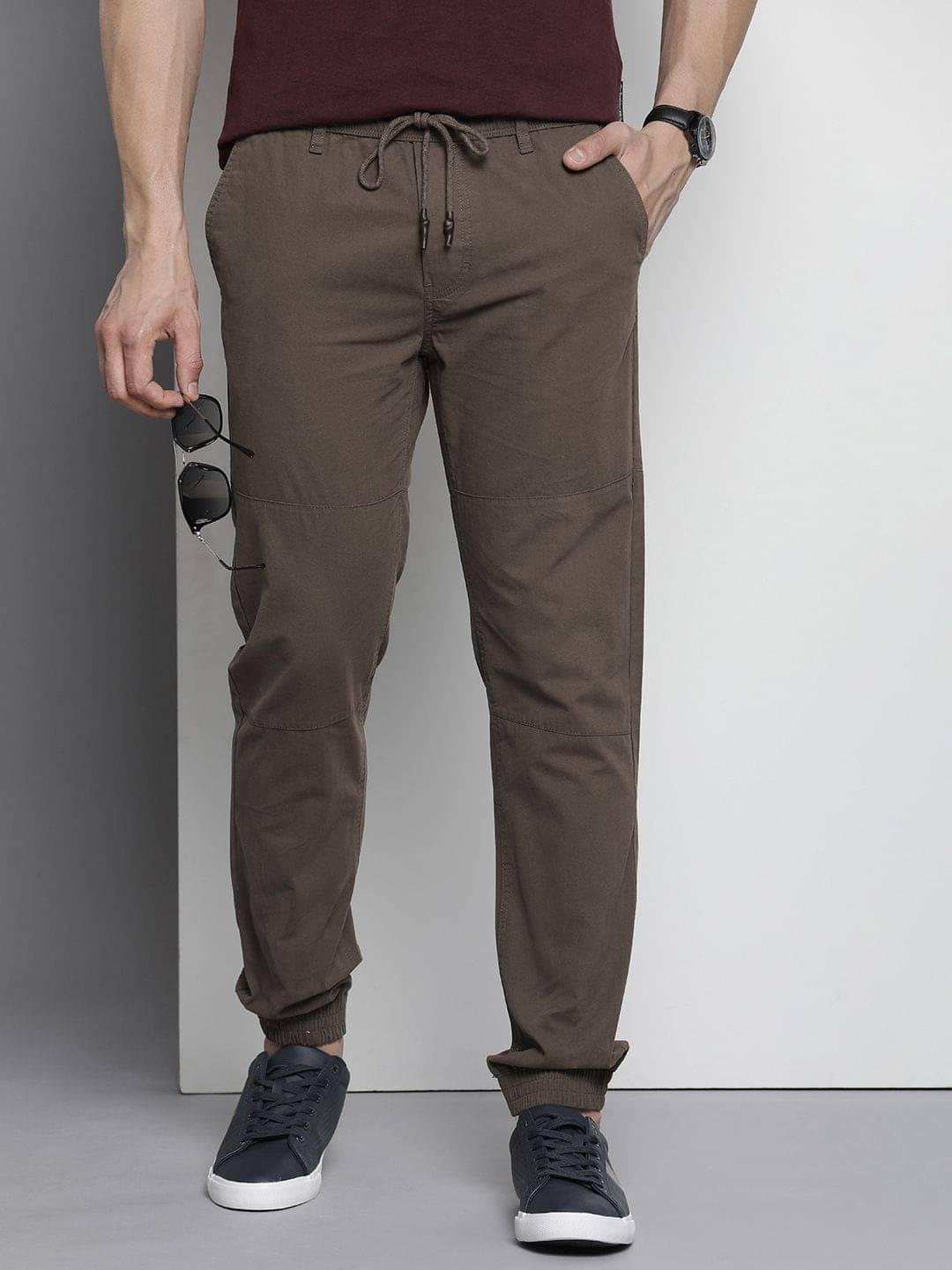     			The Indian Garage Co. Slim Flat Men's Joggers - Dark Grey ( Pack of 1 )