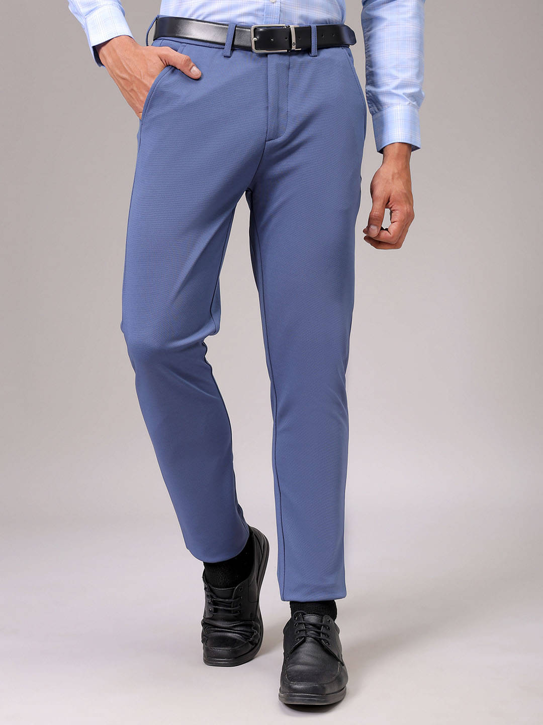    			The Indian Garage Co. Slim Flat Men's Formal Trouser - Blue ( Pack of 1 )