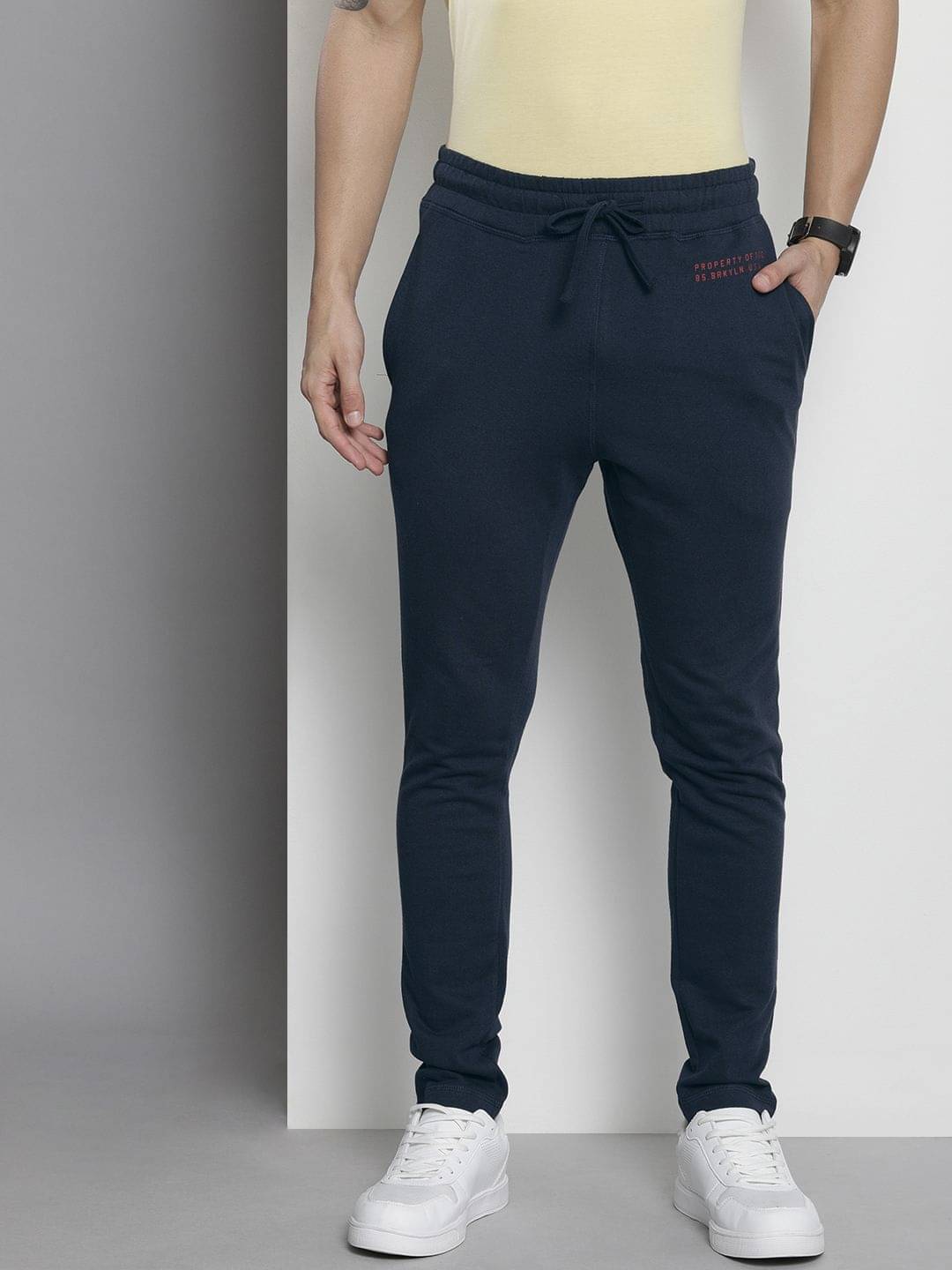     			The Indian Garage Co. Slim Flat Men's Joggers - Navy Blue ( Pack of 1 )