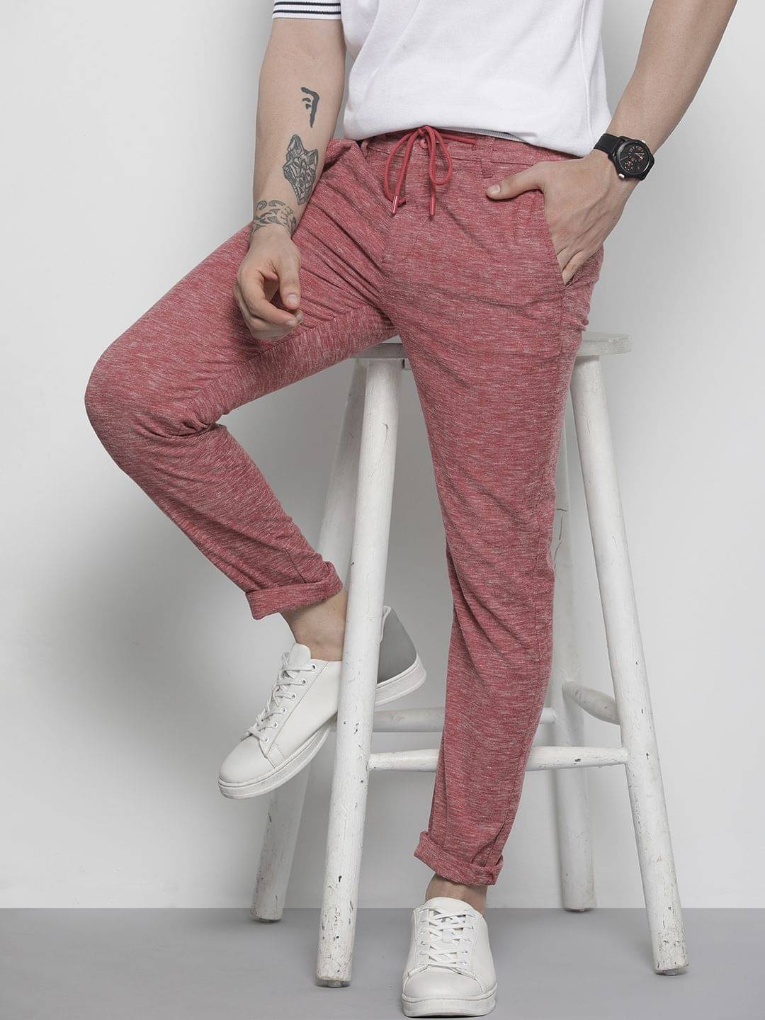     			The Indian Garage Co. Slim Flat Men's Joggers - Fluorescent Pink ( Pack of 1 )