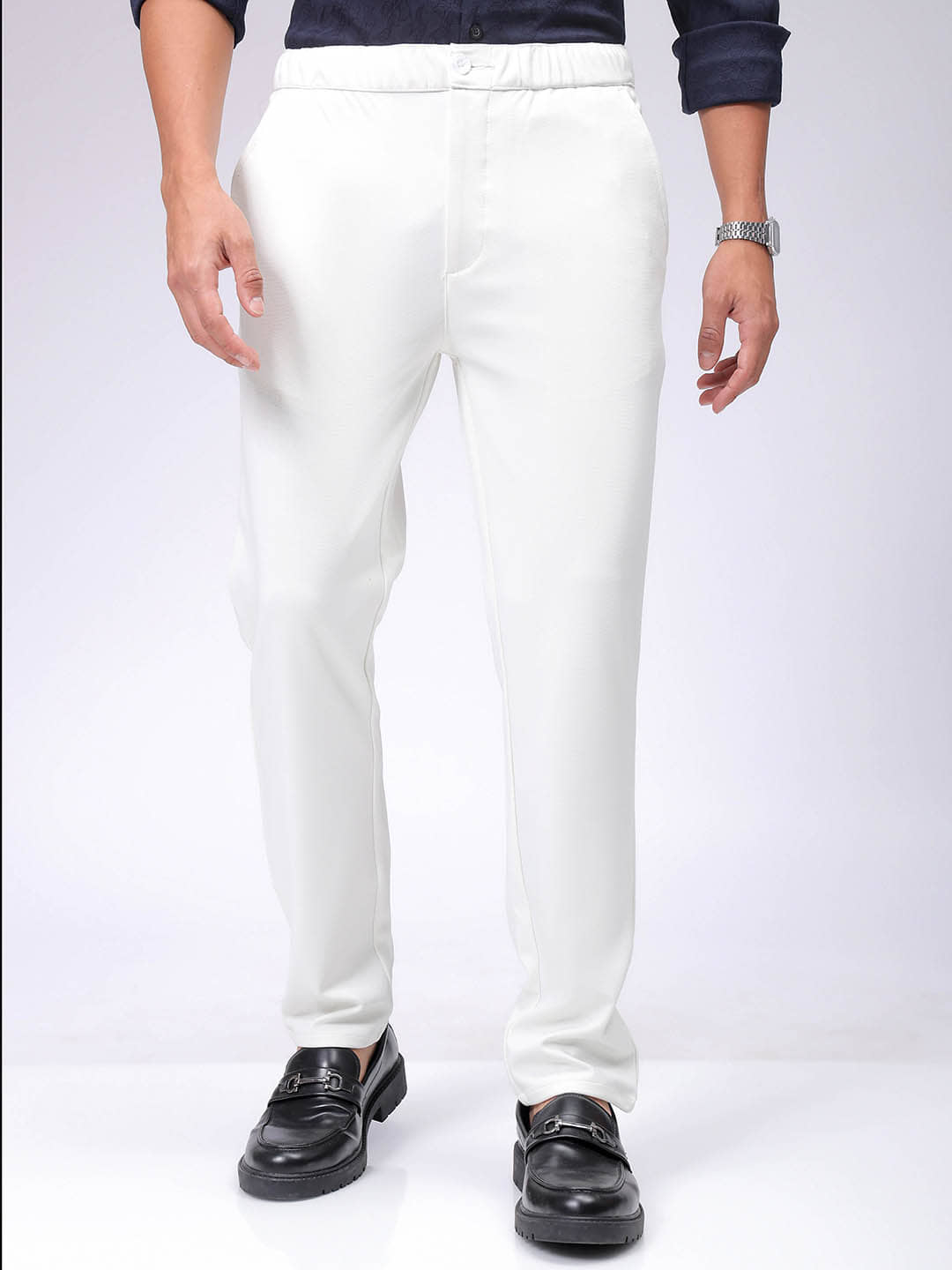 The Indian Garage Co. Slim Flat Men's Formal Trouser - White ( Pack of 1 ) - Trousers | Buy online on ZillyBuy