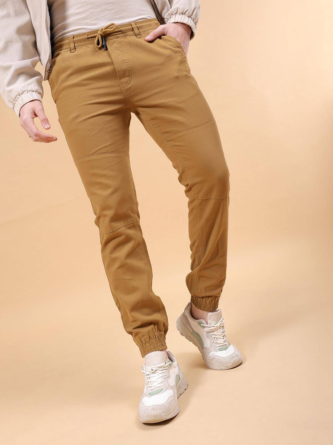    			The Indian Garage Co. Slim Flat Men's Joggers - Khaki ( Pack of 1 )
