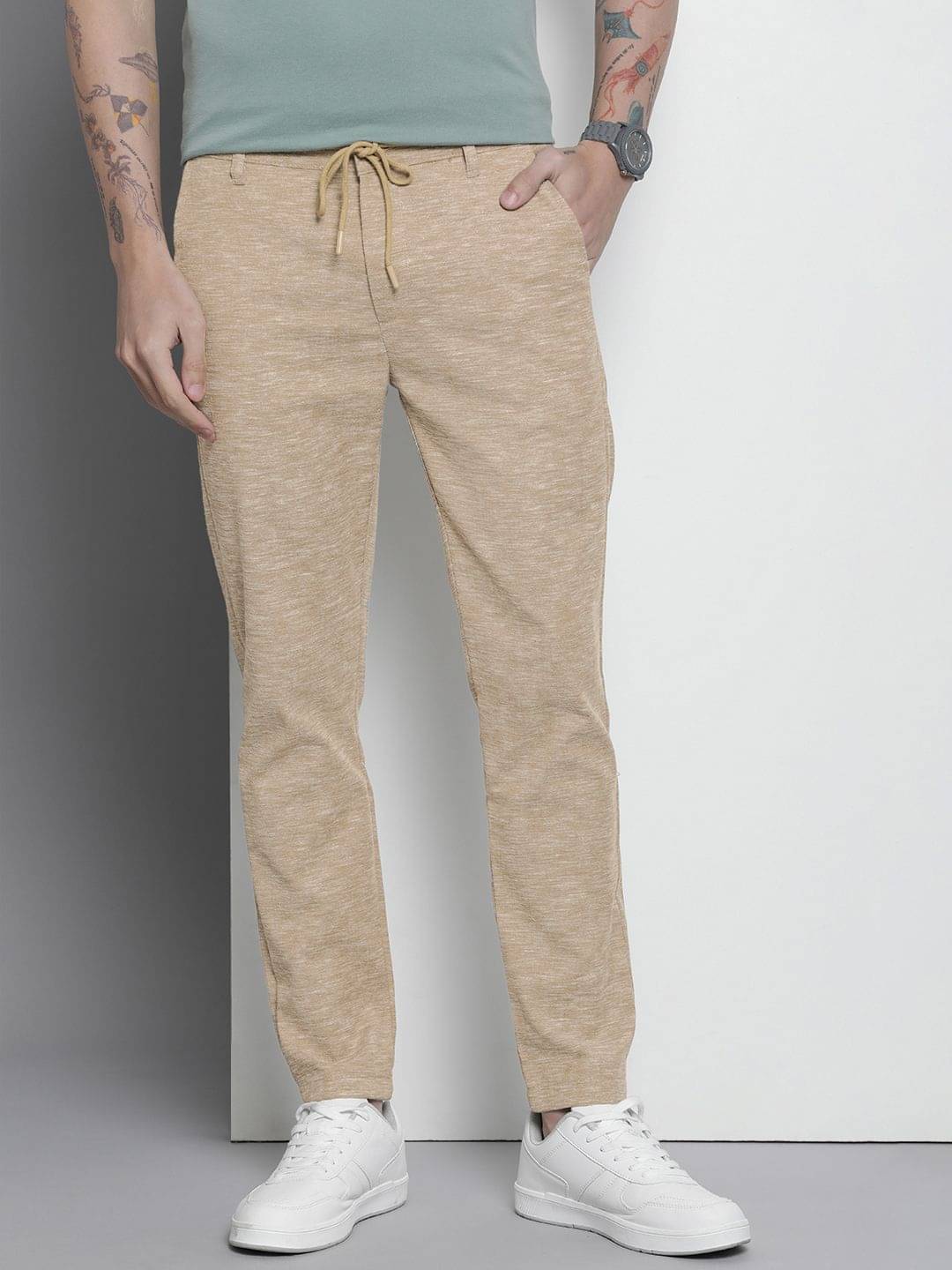     			The Indian Garage Co. Slim Flat Men's Joggers - Beige ( Pack of 1 )
