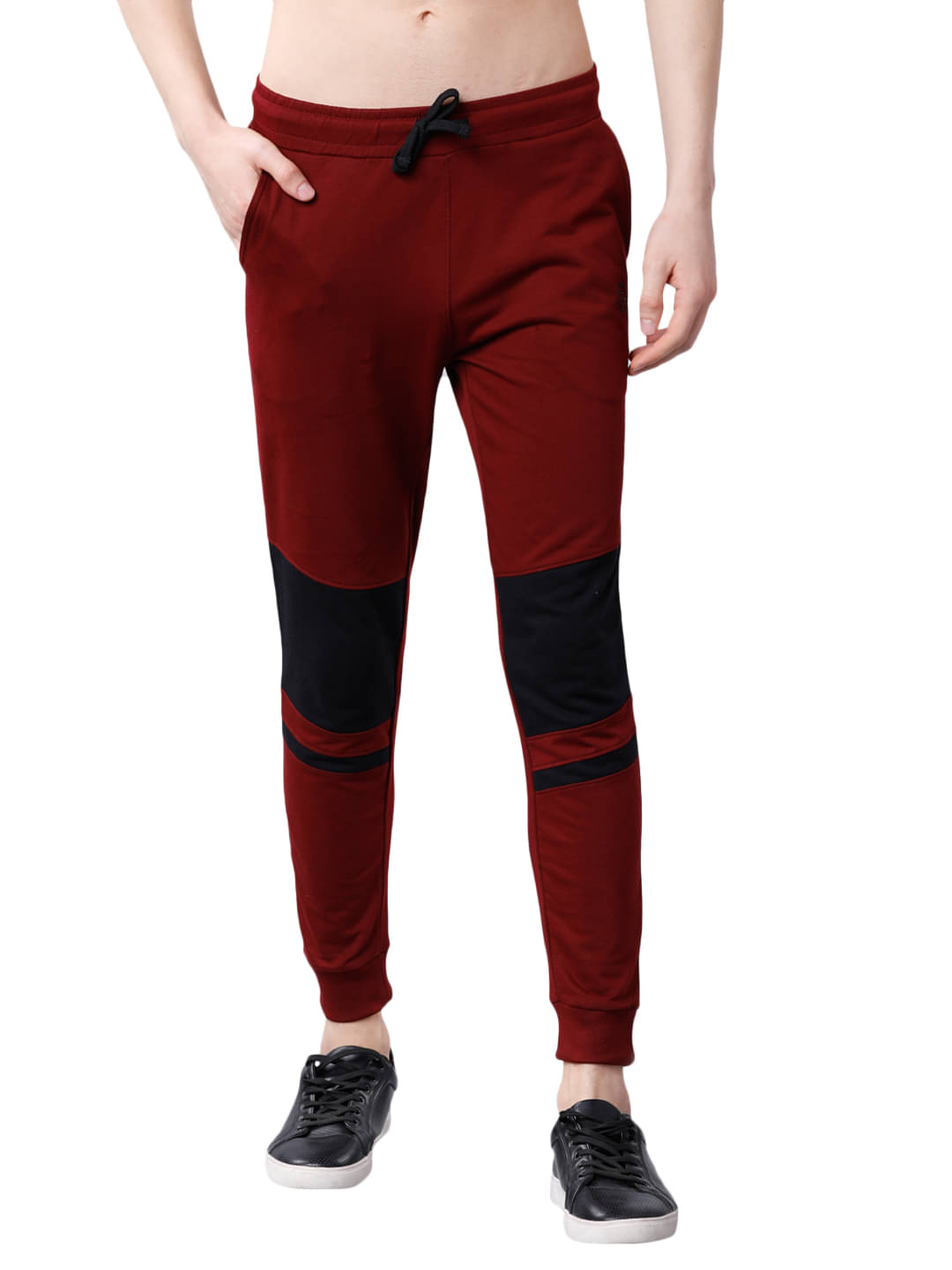     			The Indian Garage Co. Slim Flat Men's Joggers - Burgundy ( Pack of 1 )