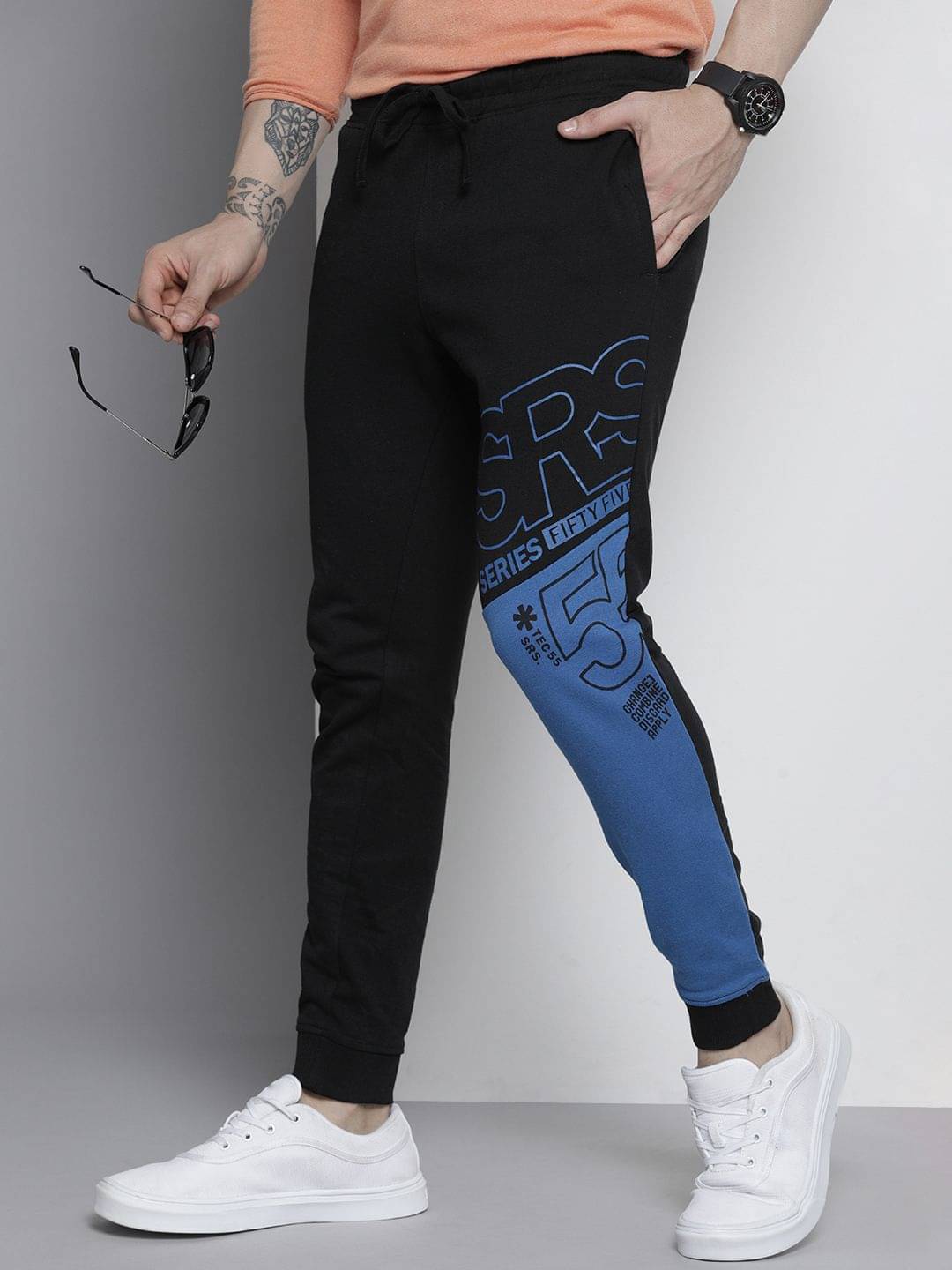     			The Indian Garage Co. Slim Flat Men's Joggers - Black ( Pack of 1 )