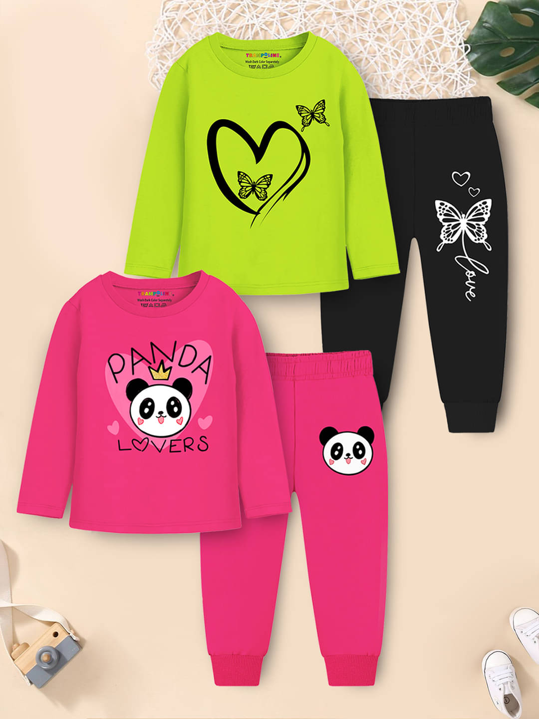     			Trampoline Pack of 2 Girls Cotton Blend Nightsuit Set ( Pink )