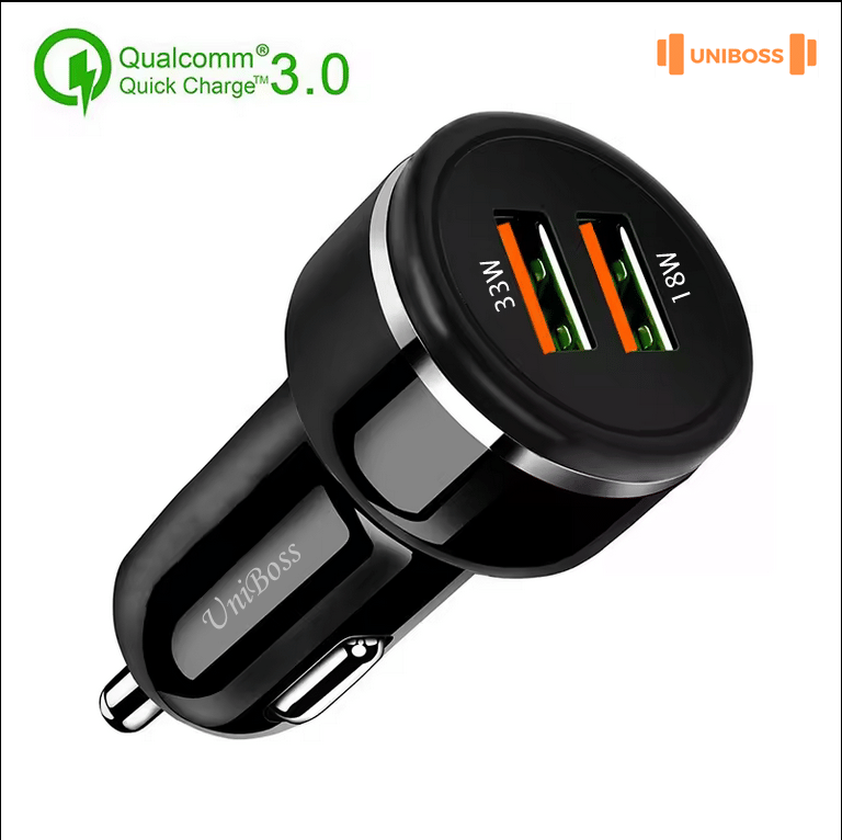 UniBoss Car Mobile Charger 51WDual Fast Charger Black     			UniBoss Car Mobile Charger 51WDual Fast Charger Black