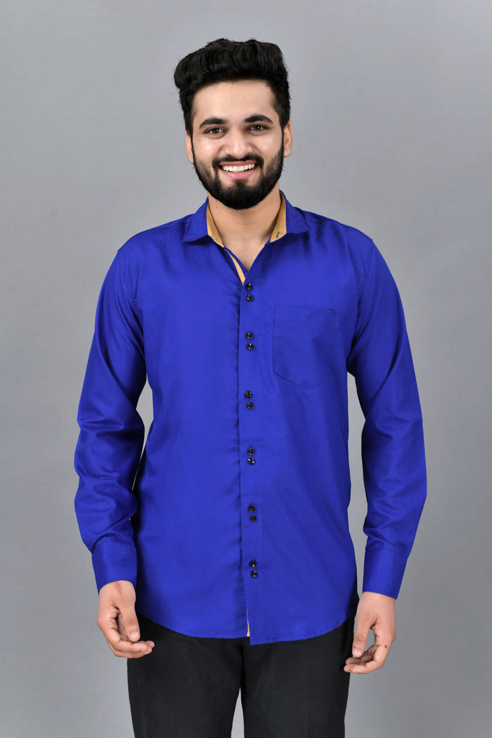     			VTEXX Cotton Blend Regular Fit Solids Full Sleeves Men's Casual Shirt - Blue ( Pack of 1 )