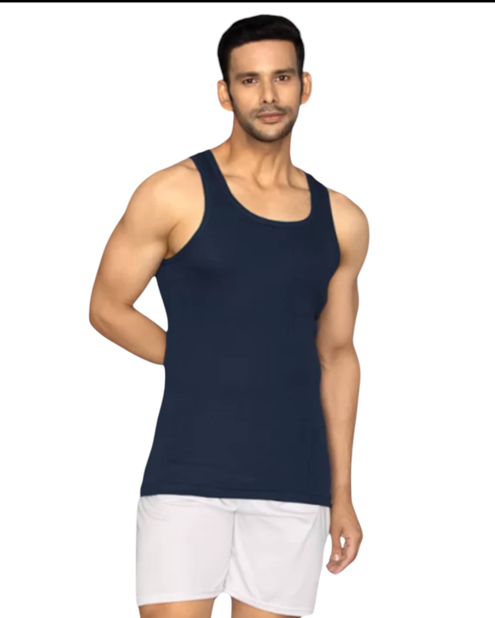 WHEY FIT Pack of 1 Polyester Gym Vest For Men ( Navy Blue ) WHEY FIT Pack of 1 Polyester Gym Vest For Men ( Navy Blue )