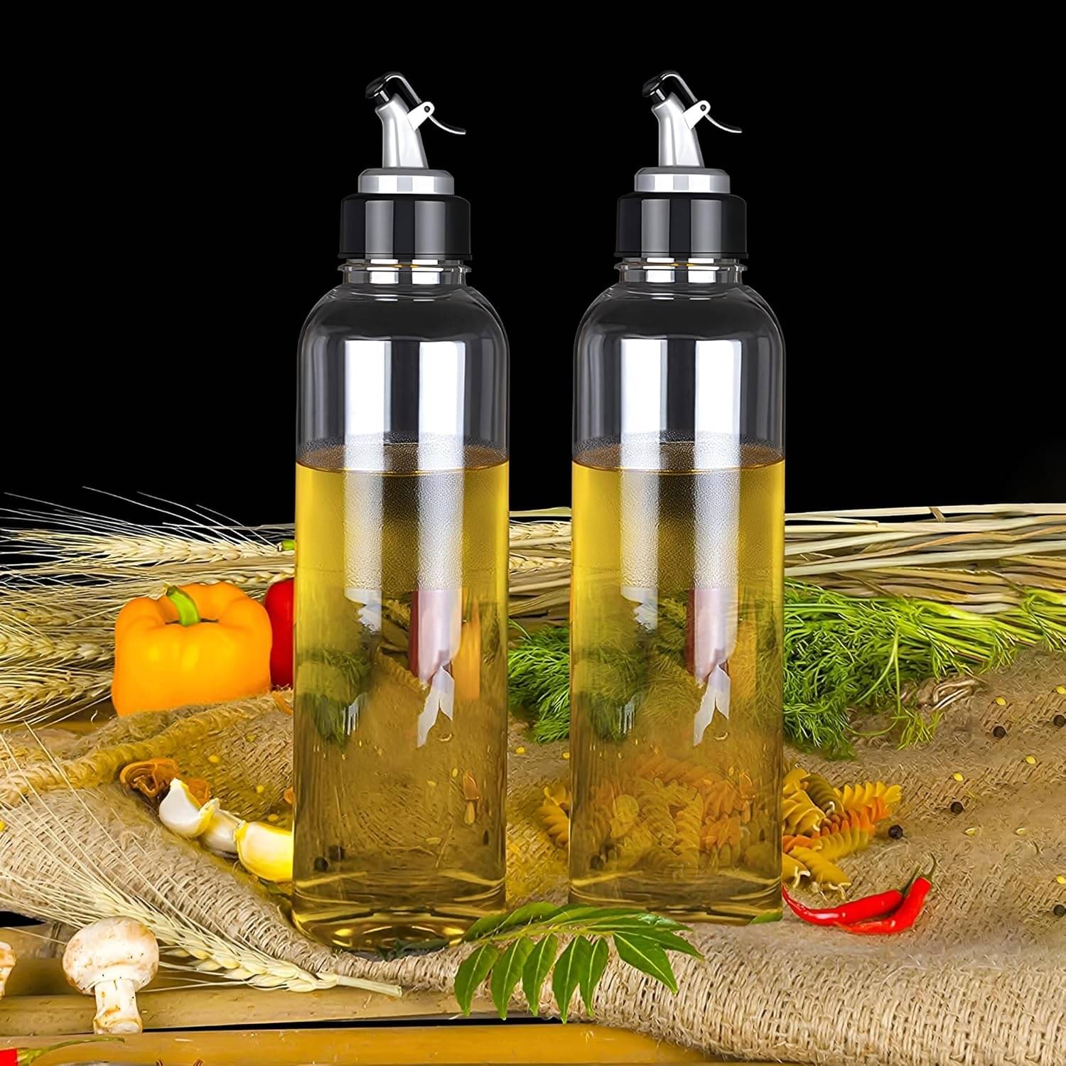     			WHITEIBIS Plastic Transparent Oil Container ( Set of 2 )