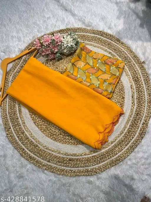 supalee Tex Georgette Solid Saree With Unstitched Blouse Piece ( Multicolor1 )     			supalee Tex Georgette Solid Saree With Unstitched Blouse Piece ( Multicolor1 )