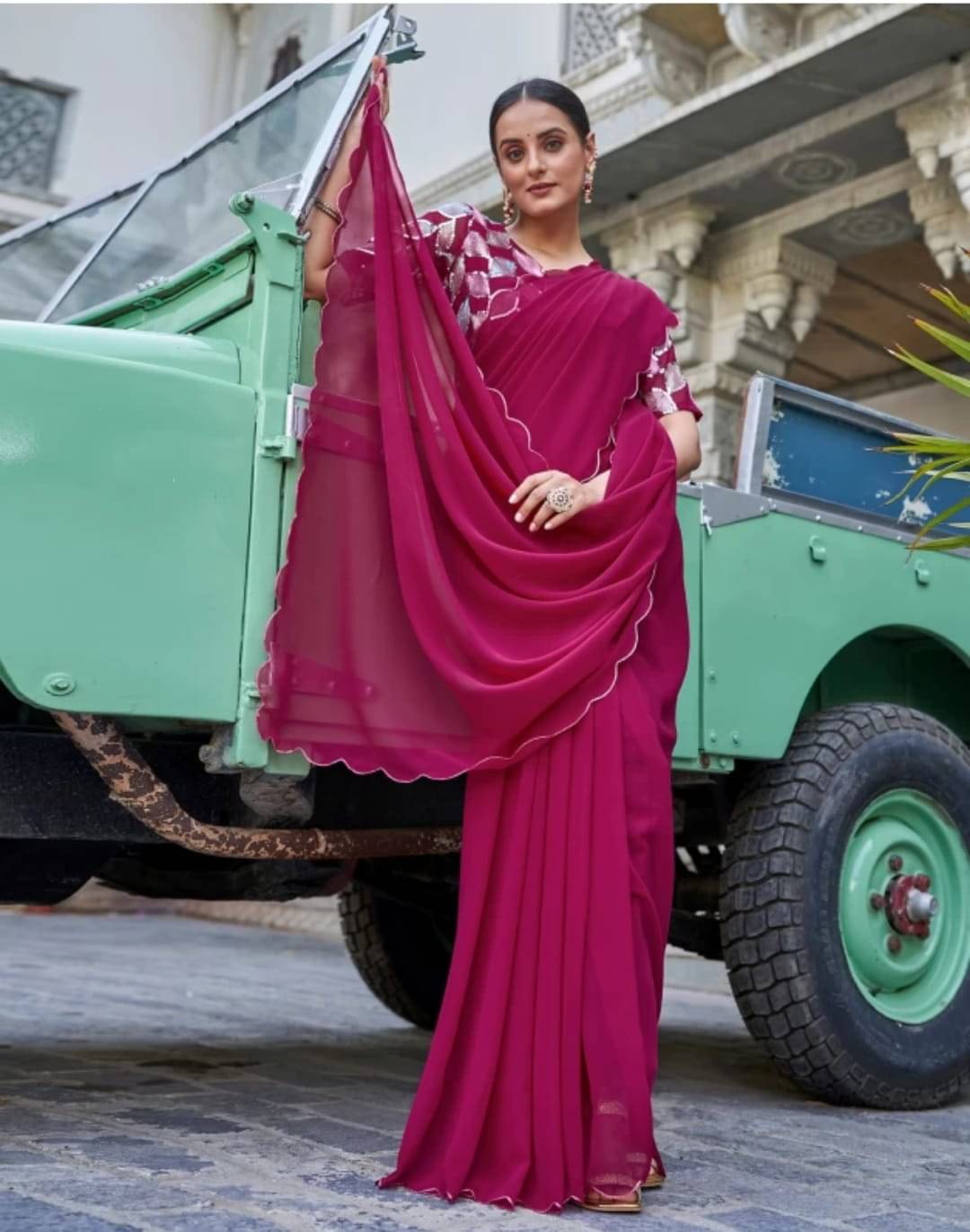     			supalee Tex Georgette Solid Saree With Unstitched Blouse Piece ( Multicolor1 )