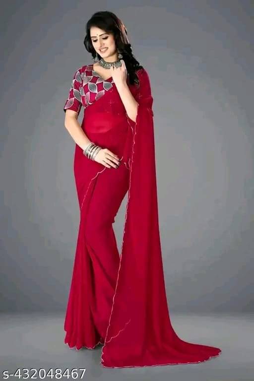 supalee Tex Georgette Solid Saree With Unstitched Blouse Piece ( Multicolor1 )     			supalee Tex Georgette Solid Saree With Unstitched Blouse Piece ( Multicolor1 )