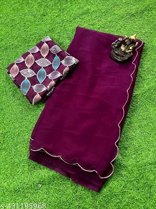 supalee Tex Georgette Solid Saree With Unstitched Blouse Piece ( Multicolor1 )     			supalee Tex Georgette Solid Saree With Unstitched Blouse Piece ( Multicolor1 )