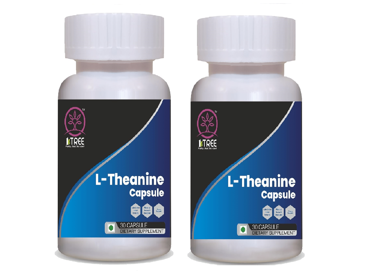     			1 Tree L-Theanine Capsules | Support Brain Function | Reduce Stress & Anxiety Capsule 120 gm Pack of 2