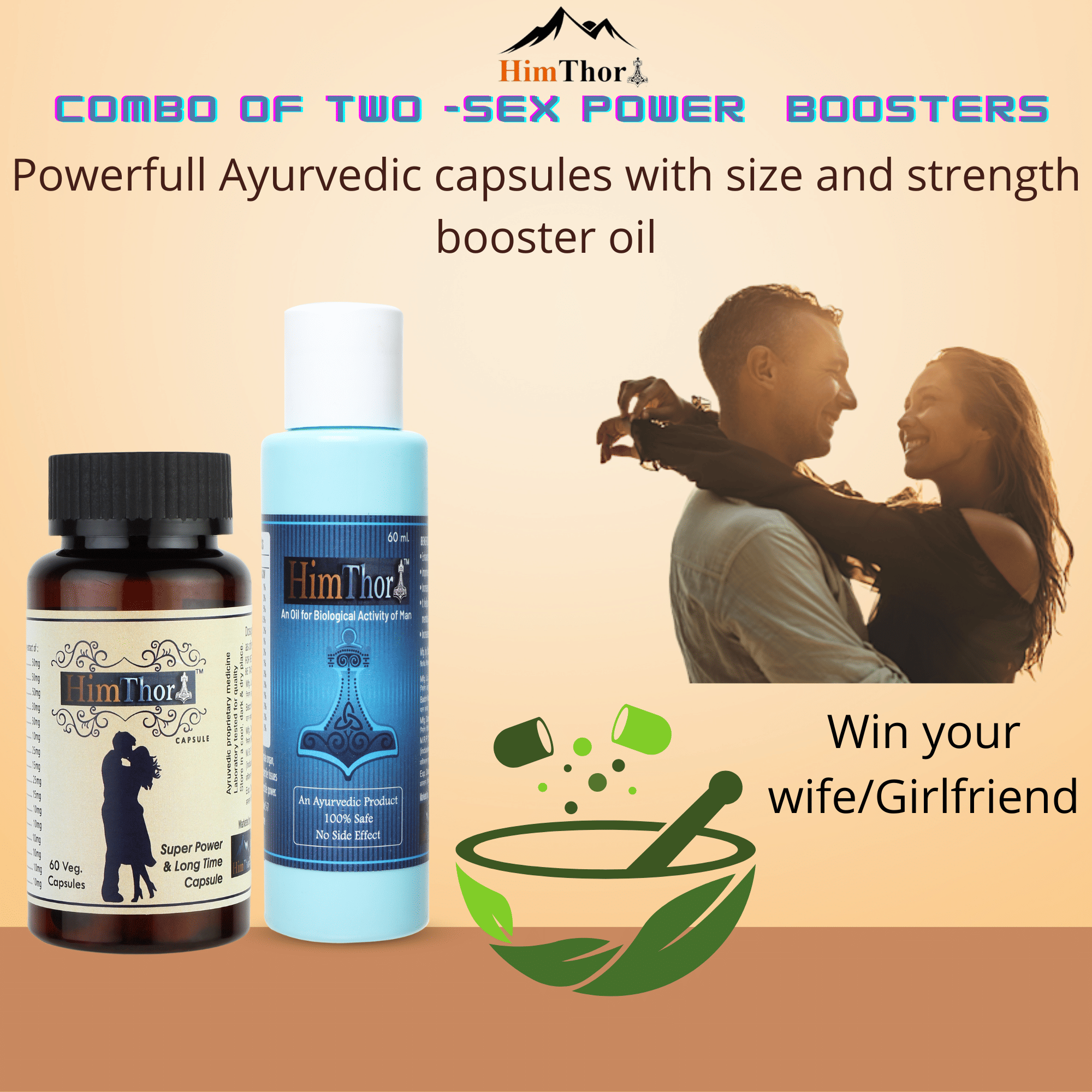     			A powerful combo of Ayurvedic Sex power 60 capsule and size enhancer massage oil 60ml.