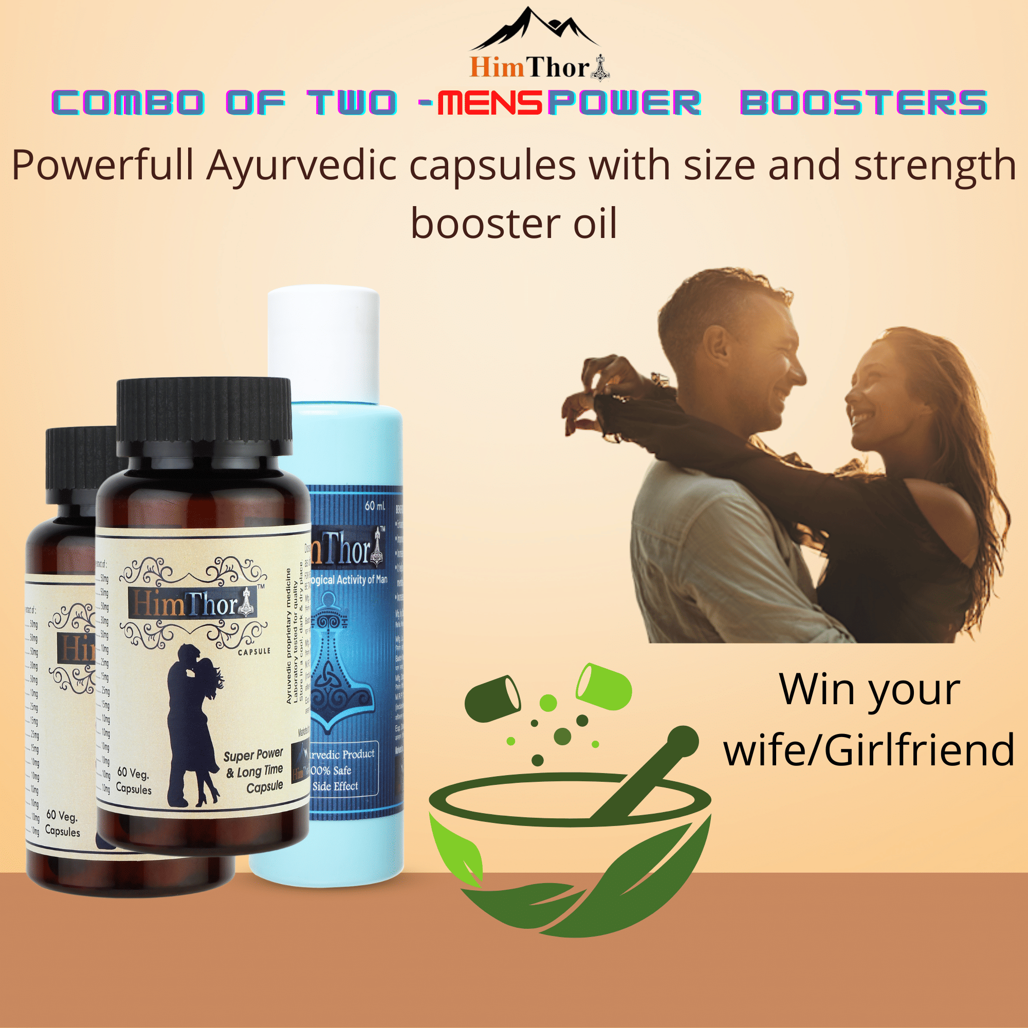 A powerful combo of Ayurvedic Sex power 120 capsules and size enhancer massage oil 60ml. A powerful combo of Ayurvedic Sex power 120 capsules and size enhancer massage oil 60ml.