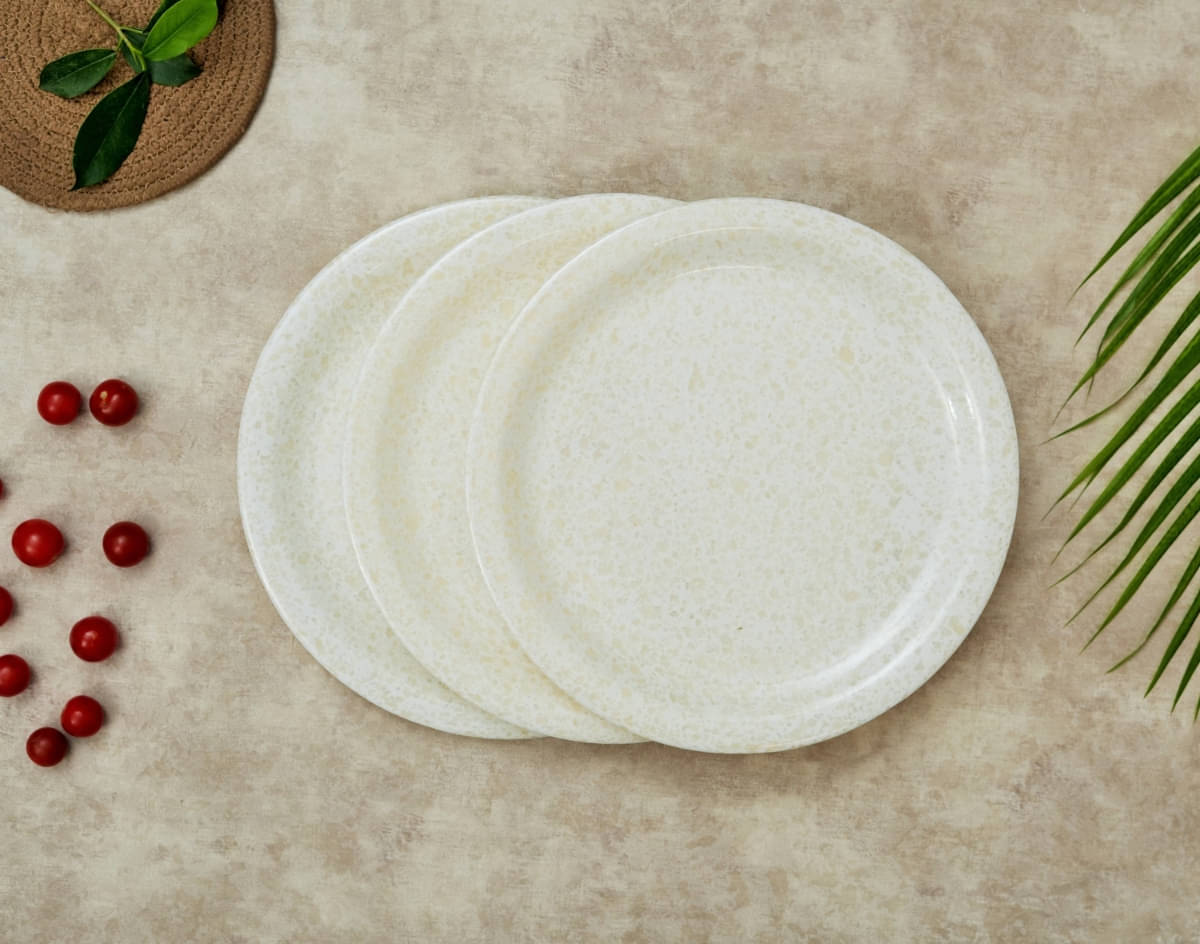     			ARIYA 3 Pcs Melamine White Full Plate