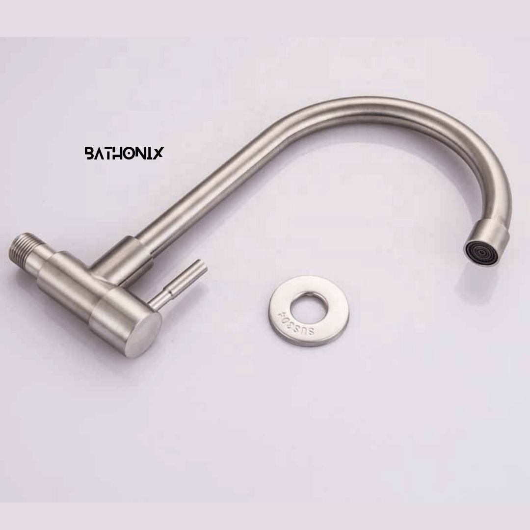 BATHONIX ROYAL 100% STAINLESS STEEL SINK COCK TAP Steel Kitchen Sink Tap (Sink Cock)