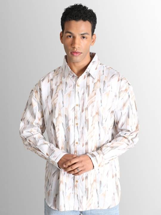 Bene Kleed 100% Cotton Oversized Fit Printed Full Sleeves Men's Casual Shirt - Beige ( Pack of 1 ) Bene Kleed 100% Cotton Oversized Fit Printed Full Sleeves Men's Casual Shirt - Beige ( Pack of 1 )
