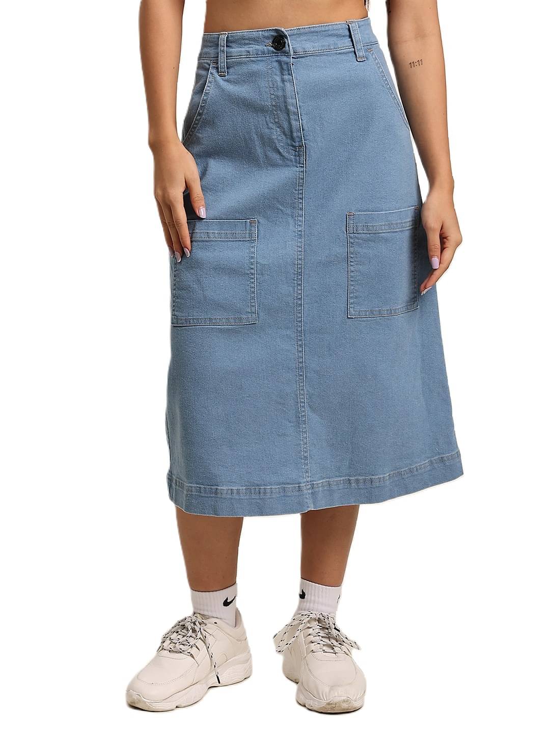 Bene Kleed Blue Cotton Women's A-Line Skirt ( Pack of 1 ) Bene Kleed Blue Cotton Women's A-Line Skirt ( Pack of 1 )