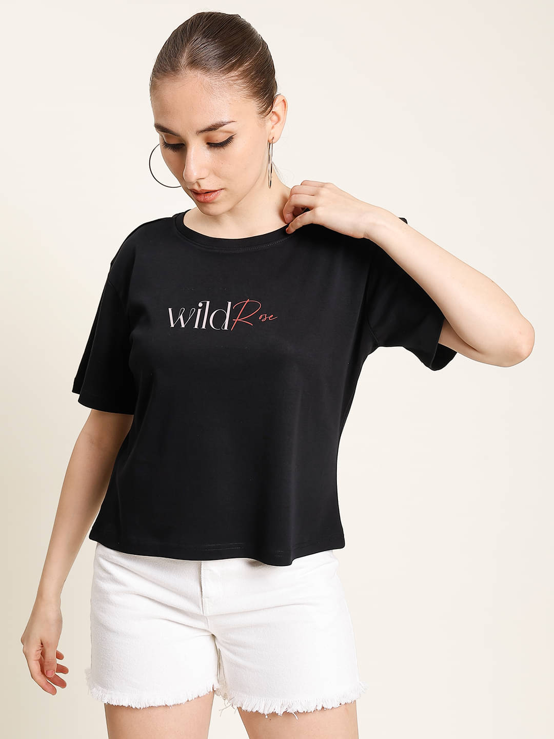 Bene Kleed Women Cotton Printed Oversized Fit Round Neck T-Shirt ( Black ) Bene Kleed Women Cotton Printed Oversized Fit Round Neck T-Shirt ( Black )