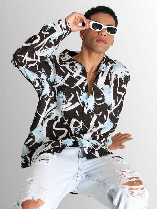     			Bene Kleed Viscose Oversized Fit Printed Full Sleeves Men's Casual Shirt - Multi ( Pack of 1 )