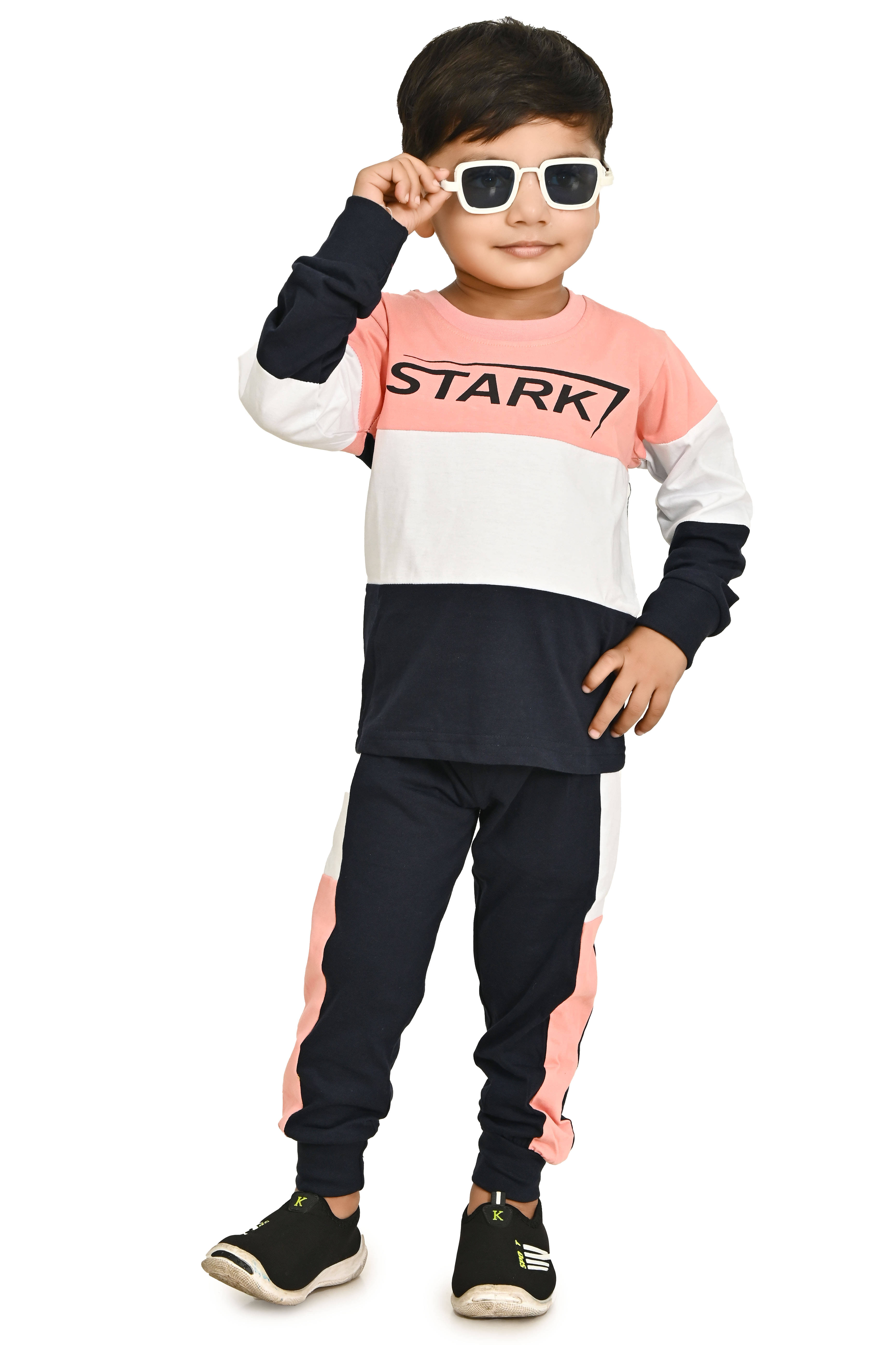     			Chandrika Pack of 1 Boys Cotton Blend T-Shirt & Pants Set ( Pink )