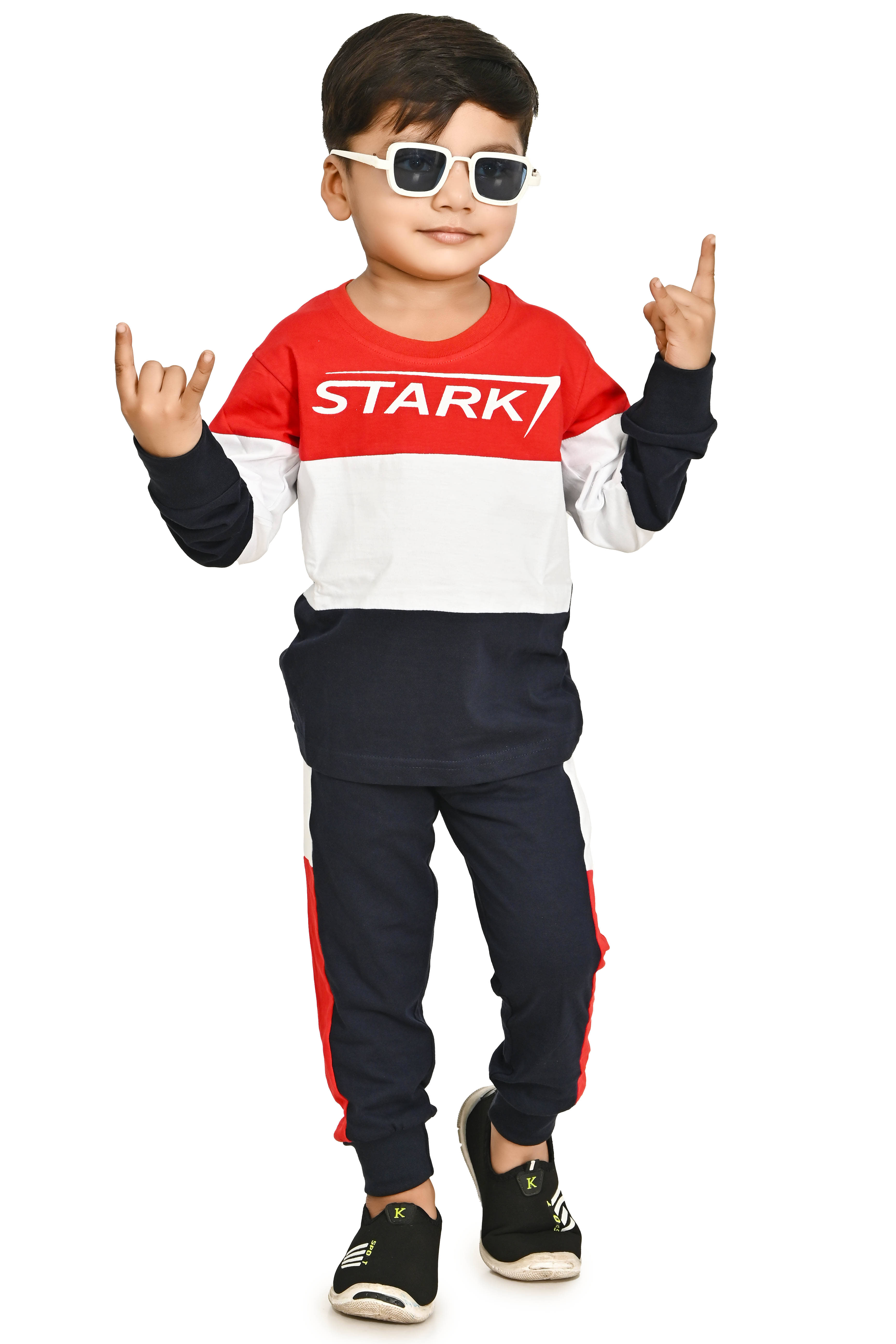 Chandrika Pack of 1 Boys Cotton Blend T-Shirt & Pants Set ( Red )