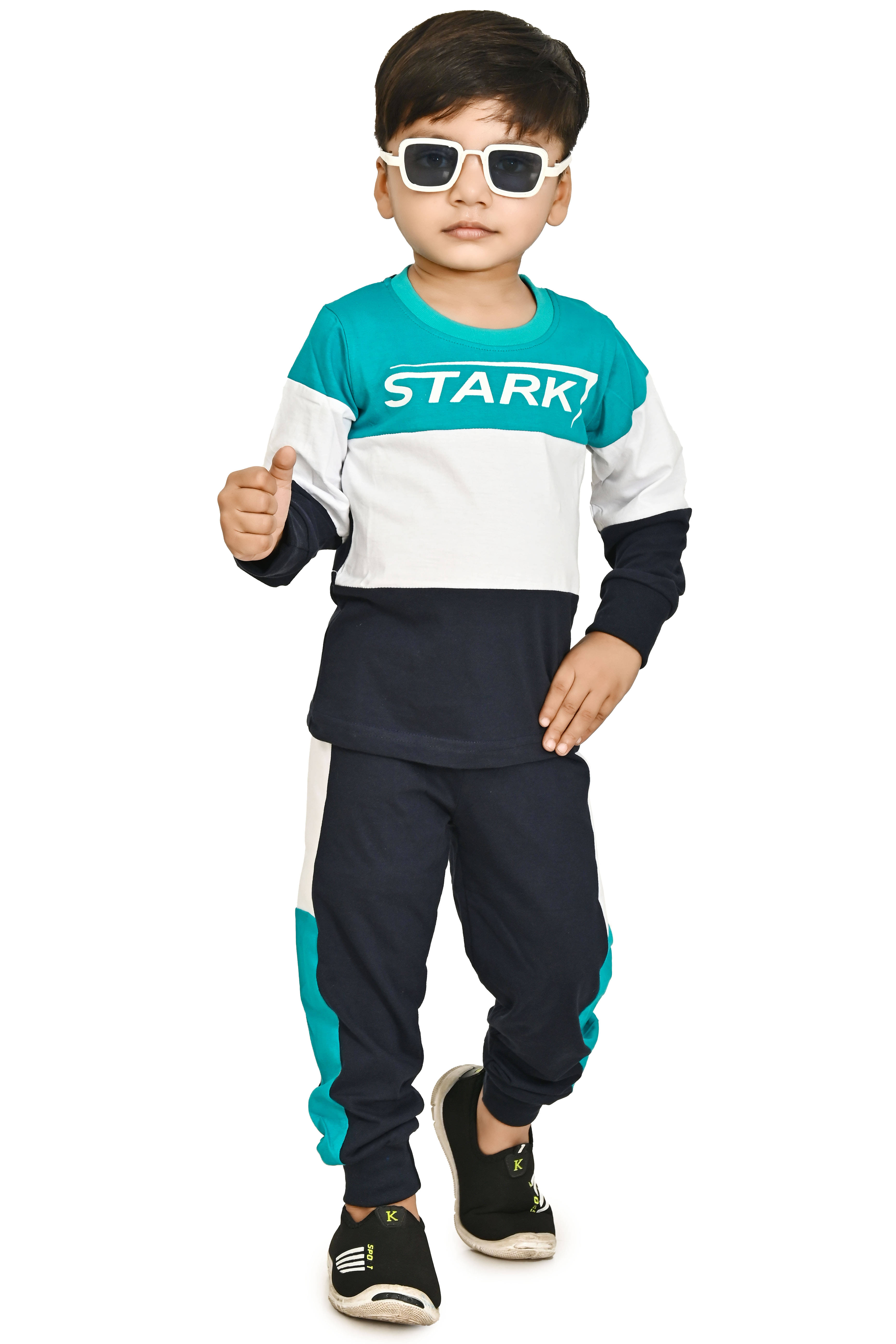     			Chandrika Pack of 1 Boys Cotton Blend T-Shirt & Pants Set ( Sea Green )