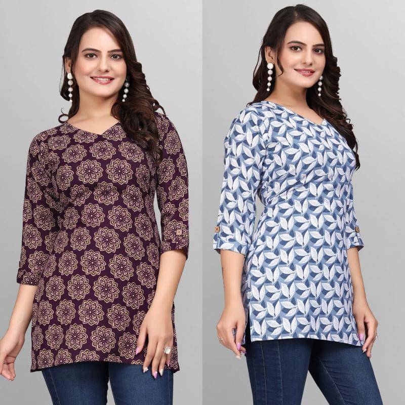     			Cotton Blend Short Kurti For Women (Pack of 2)
