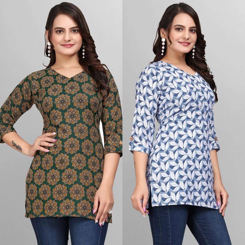     			Cotton Blend Short Kurti For Women (Pack of 2)
