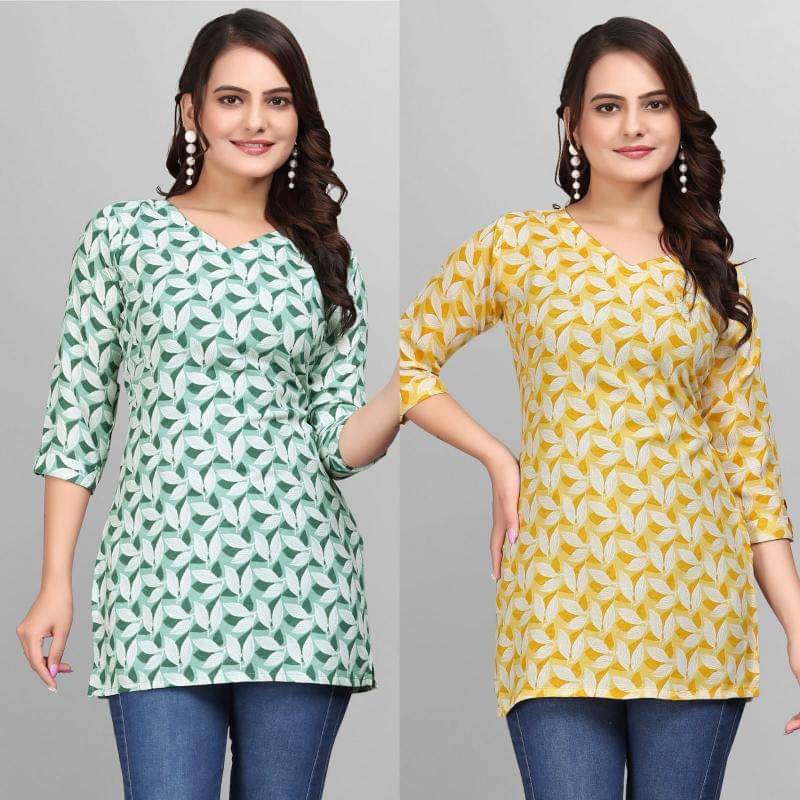     			Cotton Blend Short Kurti For Women (Pack of 2)