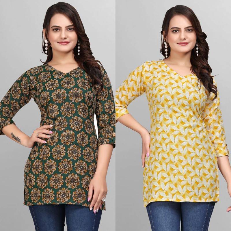     			Cotton Blend Short Kurti For Women (Pack of 2)