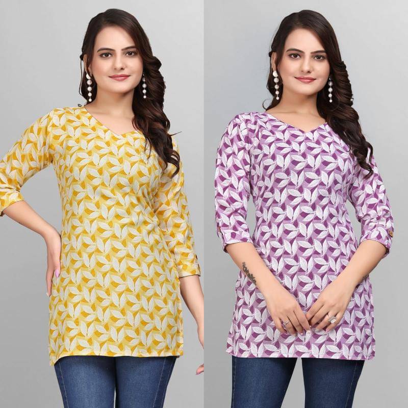     			Cotton Blend Short Kurti For Women (Pack of 2)