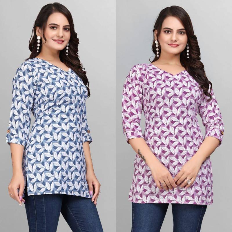     			Cotton Blend Short Kurti For Women (Pack of 2)